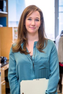 A&S graduate, photographed for an Arts & Sciences web slideshow. Meghan Connolly Towne, A&S '07, at 3 Blackfan Circle, Boston.